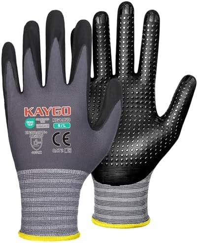 KAYGO MicroFoam Nitrile Coated Work Gloves, Non-Slip Micro-Dots, KG19N