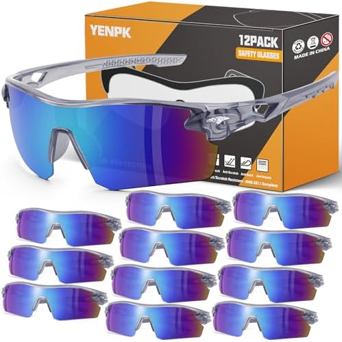 12 Pack Safety Glasses for Men, ANSI Z87.1 & UV Protective Eyewear