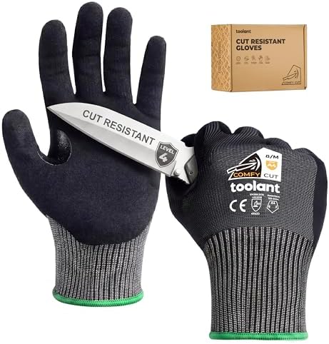 toolant ComfyCut A4 Cut Resistant Work Gloves, 12 Pairs, Dark Gray, Large