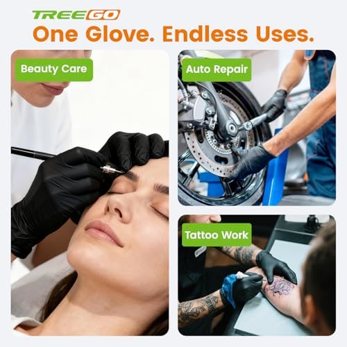 TREEGO Black Disposable Nitrile Gloves, 6 Mil, X-Large, 100 Count