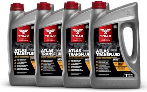 TRIAX Atlas Transfluid to-4 10W - Heavy Duty Transmission and Drive Train Fluid - OEM Grade, Extended Life - Compatible with Caterpillar to-4, Komatsu, Vickers, ZF, and More (4 Gallon Pack)