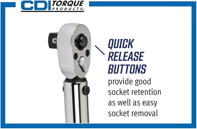 CDI 3/8 Inch Drive Adjustable Click Torque Wrench, Range 10-100 Ft Lbs / 16.9-132.2 Nm (1002MFRMH)