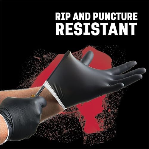 Venom Steel - VEN6144N Nitrile Gloves,Rip Resistant Disposable Latex Free Black Gloves,2 Layer-Gloves,6 mil Thick,X-Large,(Pack of 1000)
