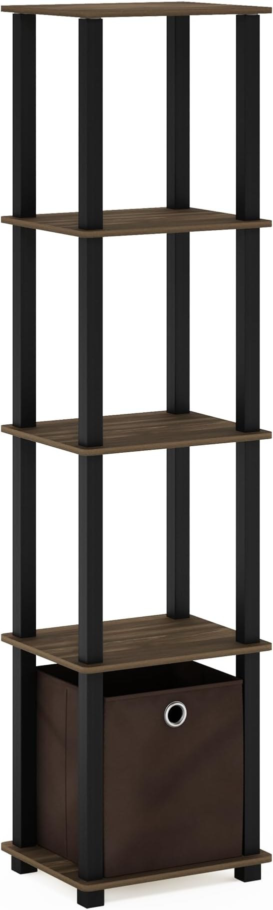 FURINNO TNT No Tools 5-Tier Display Decorative Shelf, Columbia Walnut/Black/Dark Brown