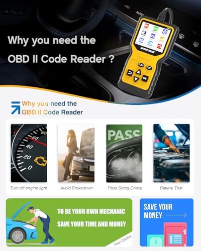 MOTOPOWER MP69033 Pro OBD2 Scanner Code Reader Check Engine Fault Light Diagnostic Scan Tool with Battery Tester