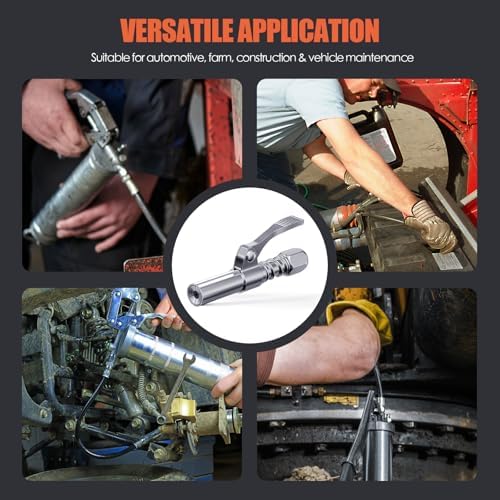 TRILINK Grease Gun Coupler 2-Pack, Quick Release Grease Gun Tips with One-Hand Operation, 6-Jaw Locking, Grease Gun Adapter Fits 1/8" NPT Thread, SAE & Metric Zerk Fittings