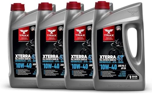 TRIAX XTerra 4T 10W-40 Full Synthetic 4 Stroke Engine Oil | For Motorcycles, ATVs, Quads & Snowmobiles | Exceeds JASO MA2 & API SL/SM/SN | True All Season | Race Ready (4 Gallon Pack)