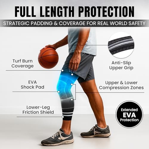 Dirt Defence Basketball Knee Pads - 2Pcs Large Size Padded Knee Compression Sleeve for Legs - EVA Shock-Absorbing Support for Sports Training and Recovery - Volleyball, Soccer, Weightlifting, Baseball - Large