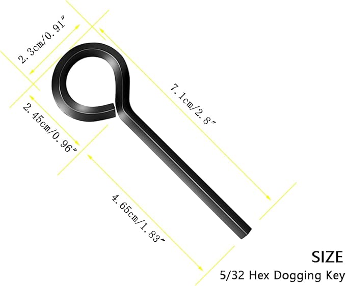 5/32” Standard Hex Dogging Key with Full Loop, Key-Ring Style Dogging Key Set 5/32 Allen Wrench Key for Push Bar Door Panic Bars, Security Door, Hex Socket，10 Pack(Middle, black)