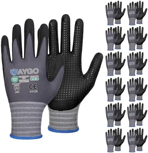 KAYGO MicroFoam Nitrile Coated Work Gloves, Non-Slip Micro-Dots, KG19N