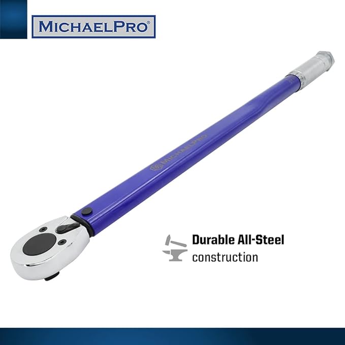MichaelPro 1/2-Inch Drive Click Torque Wrench, 25–250 ft-lb (33.9–339 Nm), Heavy Duty Manual Adjustable Torque Wrench for Automotive & Industrial Use, Dual Scale, Durable Ratchet Head | MP001221