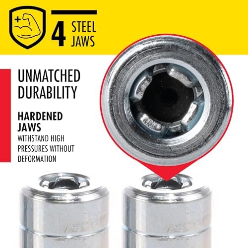 LUMAX LX-1400-2 Silver 1/8" NPT Standard Grease Coupler (Pack of 2). Standard Grease Coupler. Fits All 1/8" NPT Threads. 4500 PSI (310 Bar) Maximum Operating Pressure.