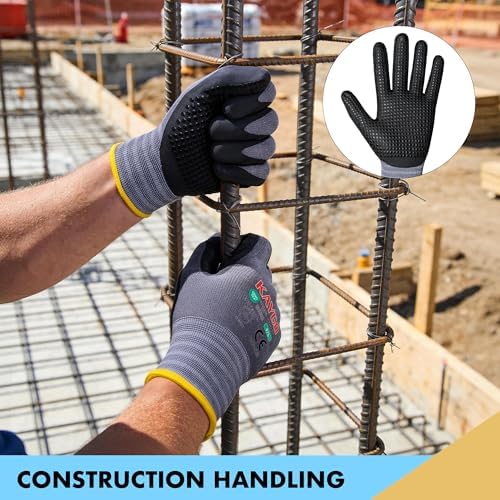 KAYGO MicroFoam Nitrile Coated Work Gloves, Non-Slip Micro-Dots, KG19N