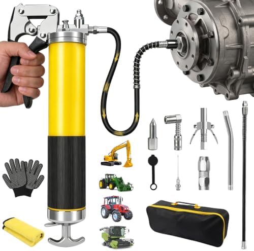 8000 PSI Grease Gun Kit,Quick-Release Coupler, 90° Adapter,14 oz