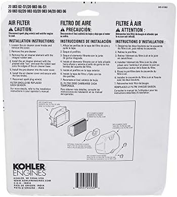 Kohler Superior Filtration Replacement Engine Air Filter, Black