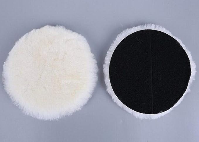 Wool Polishing Pad 7 Inches Soft Sheepskin Buffing Pads with Hook and Loop Back Wool Cutting Pad for Car, Furniture, Glass and So On (Pack of 2)