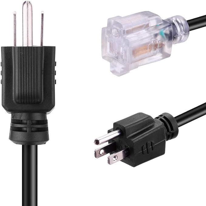 Miady Short Power Extension Cord Outlet Saver, Female Plug with Lighted End 16AWG/13A, 3 Prong (4 Pack, Black, 8 Inch)
