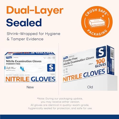 Supmedic Medical Soft Max Nitrile Exam Gloves Powder-Free Disposable 100 Ct