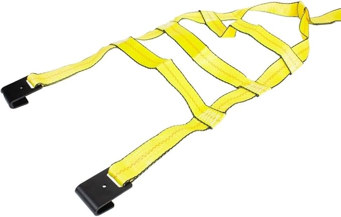 Mytee Products 2 Pack Tow Dolly Basket Straps with Flat Hook for 14"-19" Tires - 12,000 lbs Breaking Strength - Heavy Duty Wheel Net Auto Car Dolly Tie Down Straps for Universal Vehicle Towing