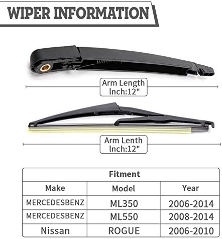 Rear Wiper Arm & Blade Kit for Nissan Rogue 2006-2013 Juke 2011-2016