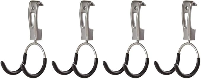Rubbermaid Universal Powder Coaded Metallic Fasttrack Hanging Garage Hook Organizers for Ladder, Tool, and Bike Storage (4 Pack)