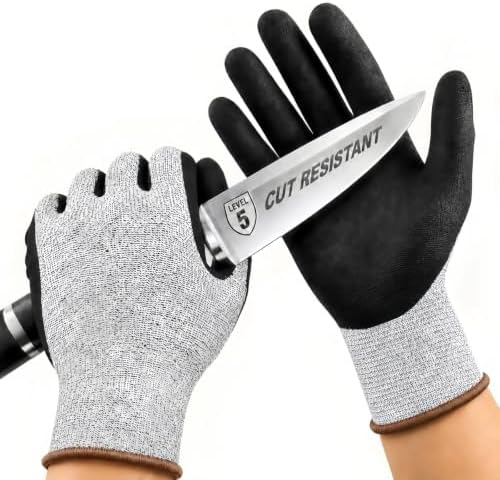 Level 5 Cut Resistant Work Gloves, Sandy Nitrile Grip, 1 Pair