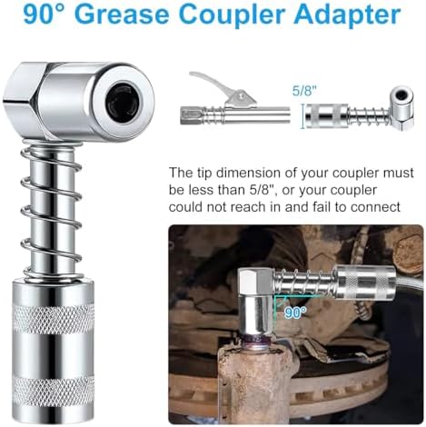 Grease Gun Tips 7PCS Kit,90 degree Grease Gun Coupler Needle Tip Fittings