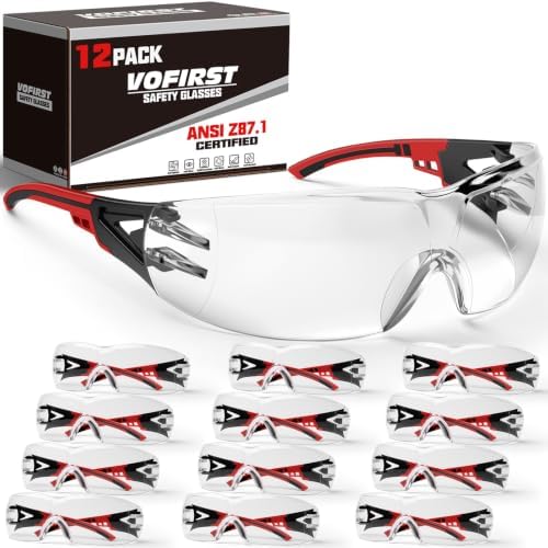 12 Pack Clear Safety Glasses Bulk for Men Women ANSI Z87.1 UV Protection