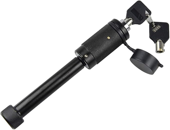 TOPTOW 63520 Trailer Hitch Lock, 5/8-inch Locking Pin Dia, 3-1/2-inch Span, Fits for Class 3, 4, 5 Hitch Receivers, Round Keys
