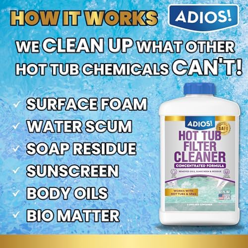 Hot Tub 4X Filter Cleaner for Spas, Deep Soak Enzyme Degreaser 32oz