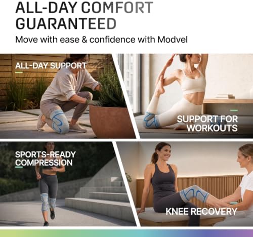 Modvel 2 Pack Knee Brace for Women - Knee Support for Walking, Knee Compression Sleeves for Pain Relief, Knee Sleeves for Women, Knee Brace for Sports, Workouts & Arthritis