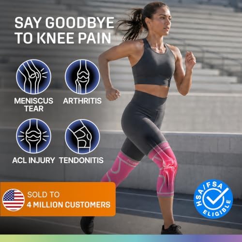 Modvel 2 Pack Knee Brace for Women - Knee Support for Walking, Knee Compression Sleeves for Pain Relief, Knee Sleeves for Women, Knee Brace for Sports, Workouts & Arthritis