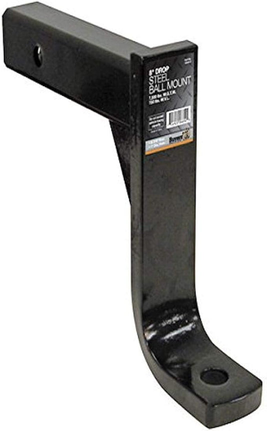 Buyers Products 1803017 Trailer Hitch Ball Mount, Fits 2-Inch Receiver, 8-Inch Drop, 6-3/4 Inch Rise, 10-Inch Long, 7,500 MGTW, 750 MVL, Accepts 1-Inch Diameter Shank Towing Balls, Black Powdercoat