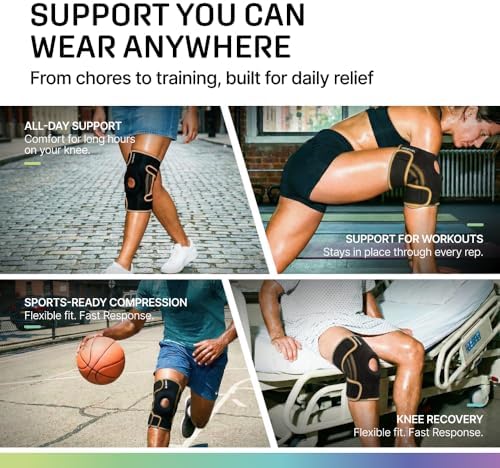 Modvel Knee Brace with Side Stabilizers & Patella Gel Pads for Pain Relief and Joint Support Breathable, Non-Slip Compression Sleeve for Men & Women, Arthritis, Meniscus, ACL Recovery
