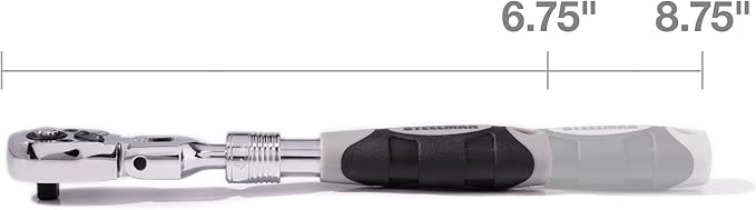 Steelman Pro 1/4-inch Drive 72-Tooth Extendable Flex-Head Ratchet (6.75-8.75-Inch Length), Heat-Treated Chrome-Vanadium Steel, Quick Release, Comfort Grip, Ideal for Auto Mechanics/Confined Spaces
