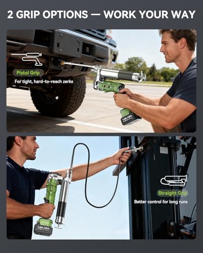 J-KU Electric Grease Gun Kit with 2 4.0Ah Batteries, 12000 PSI Cordless
