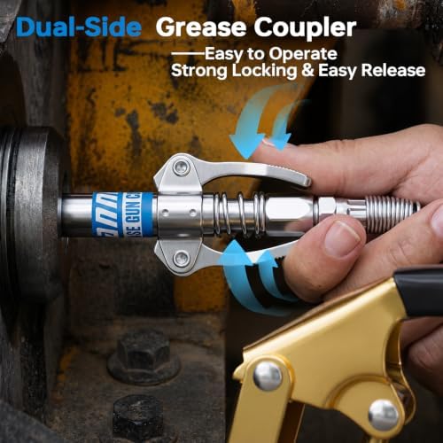 6 Pack Grease Gun Coupler, Dual Lever Quick Lock & Release Grease Tips