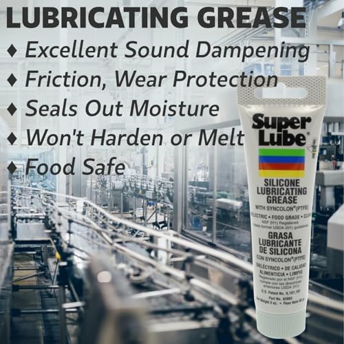 Super Lube 92003 Silicone Lubricating Grease with PTFE, 3 oz Tube, Translucent White (Pack of 2)