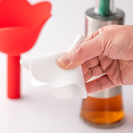Flower-Shaped Leak-Proof Silicone Funnel Set (3-Piece) - Funnels for Kitchen Liquid/Oil/Powder Transfer, Cute Floral Design for Home, Travel & Crafts