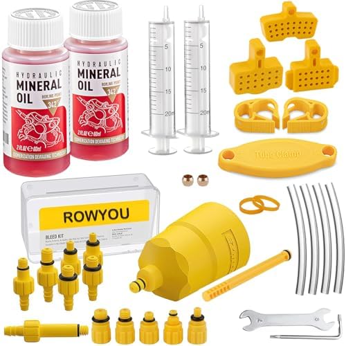Brake Bleed Kit for Shimano, TEKTRO, TRP Hydraulic Disc Brakes, Brake Fluid Bleeder Kit for MTB/Road, with Performance Mineral Oil Brake Fluid 120ml/4oz, Professional Brake Bleed Kit