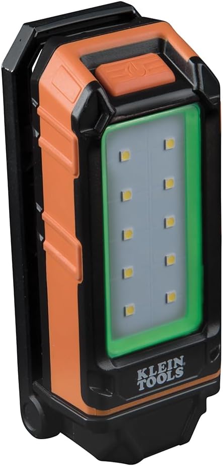 Klein Tools 56403 LED Light, Rechargeable Flashlight/Worklight with Kickstand, Magnetic Mount, and Carabiner, Charges Small Electronics, for Work, Camping