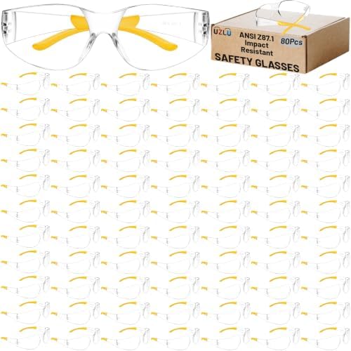 80 PCS Safety Glasses Bulk Unisex, ANSI Z87.1 Clear Protective Eyewear