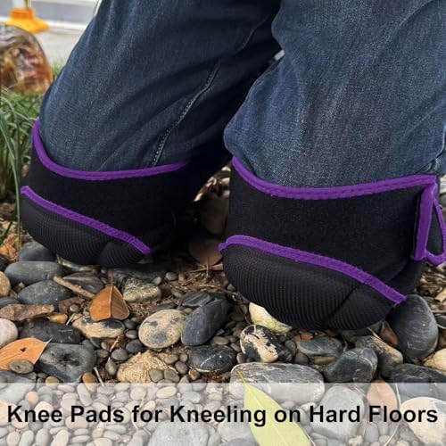 Gardening Knee Pads for Men, Woman Adjustable Foam Pad, Purple L (1 Pair)