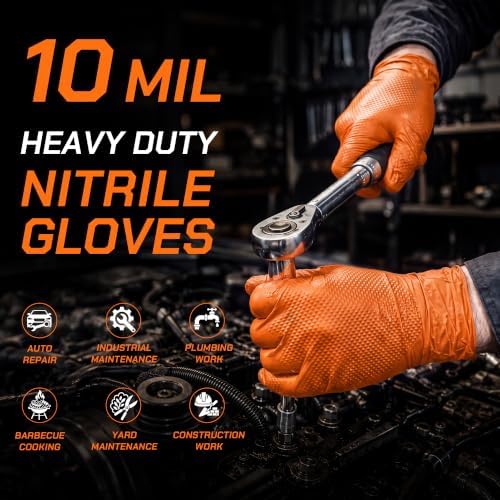 Nitrile Gloves HEAVY DUTY 10 Mil Disposable Rubber Latex Gloves Large