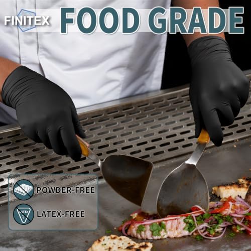FINITEX Black Nitrile Disposable Gloves 5mil Medical Exam 100PCS,L
