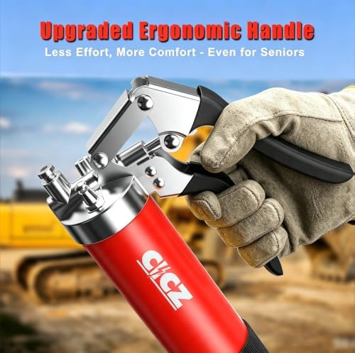 8000 PSI Grease Gun Kit: Heavy Duty Pistol Grip Grease Gun with 14oz Capacity, Quick-Release Coupler, 90°Adapter, Rigid Pipe, Flexible Hose for Automotive, Industrial, Agricultural