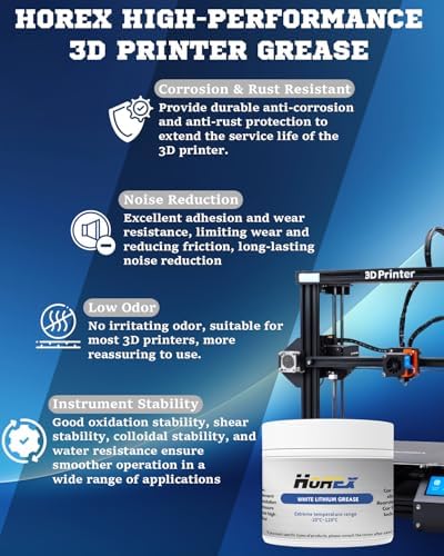 3D Printer Lithium Grease 50g Lubricant Printing Machine Lead Screw Gear Reduce Noise CNC Axis Linear Rail Guide Metal Motor Track for En der 3 5 V3 SE Office Home Accessories Equipment