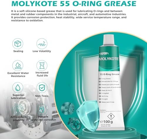 Molykote 55 O-Ring Grease 100g Tube Lubricant Sealing for Rubber O-Ring Seal Valve Metal Pneumatic System Aircraft Automotive Heat Stable Oxidation Resistant