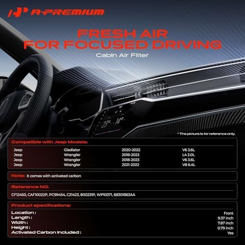 A-Premium Cabin Air Filter with Activated Carbon Compatible with Jeep