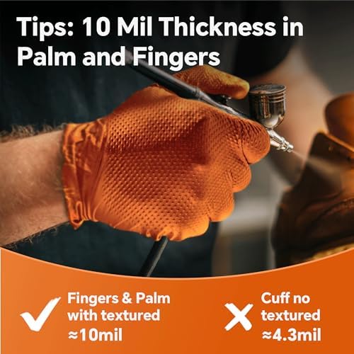 10mil Nitrile Gloves Disposable Rubber Latex Mechanic Gloves,Industrial Disposable Mechanic Latex Rubber Mechanics Glove Heavy Duty Nitrile Glove XL with Diamond Textured(101, X-Large)